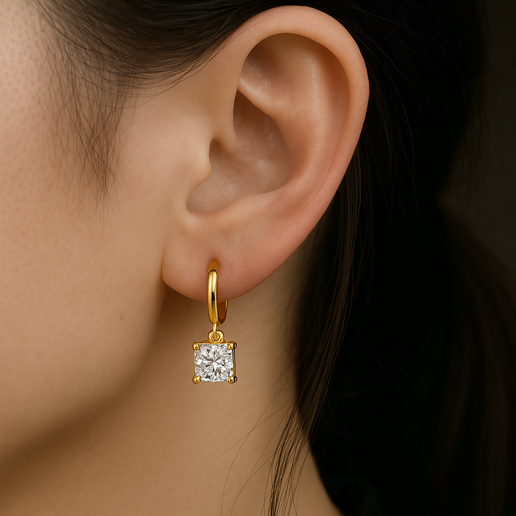 Aurora Square Drop Earrings | Gold