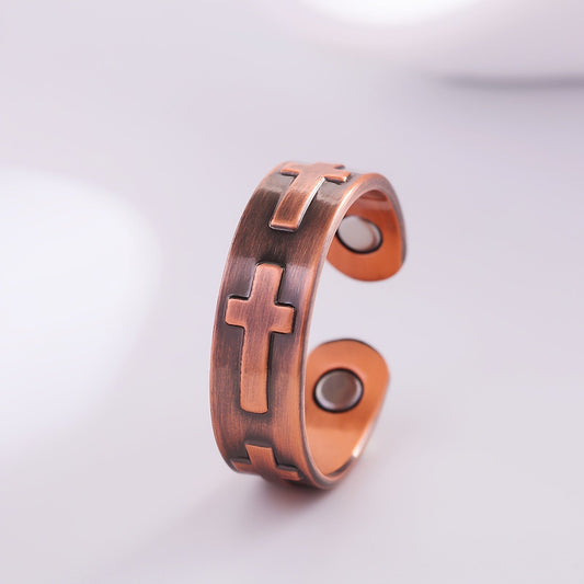 Anillo de cobre con reliquia de cruz