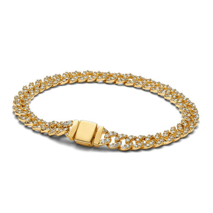 Pulsera cubana con pavé | Oro