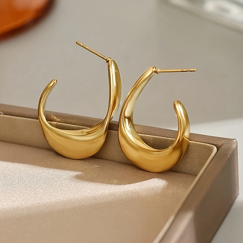 Aretes de aro de media luna esculpidos | Oro