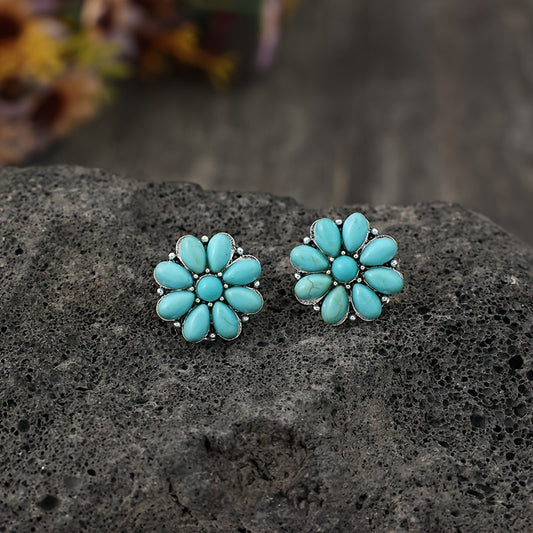 Aretes Serelith Turquoise Petal | Oro blanco