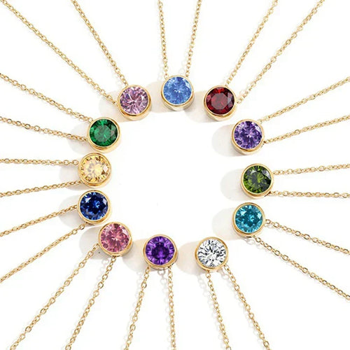 Collar con dije de piedra de nacimiento Lunaria Gemmara | Oro