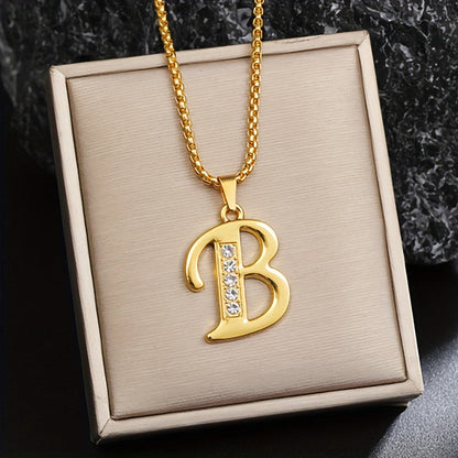 Collar con inicial y detalle de cristal | Oro