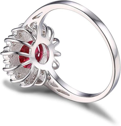 Anillo clásico con halo de rubí | Oro blanco