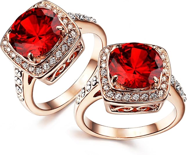 Anillo con Halo de Rubí | Oro rosa