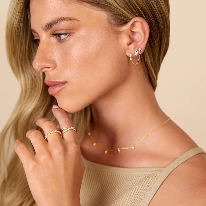 Aretes de cadena Adella | Oro