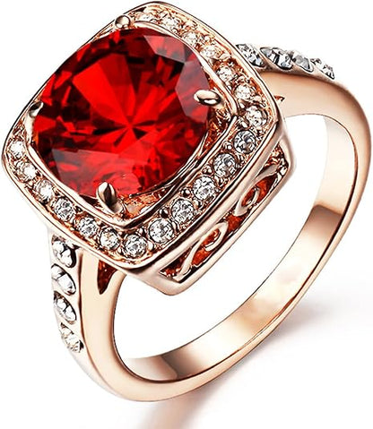 Anillo con Halo de Rubí | Oro rosa