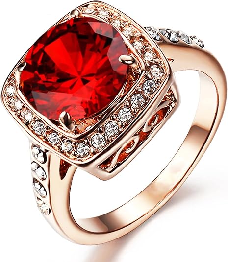 Anillo con Halo de Rubí | Oro rosa