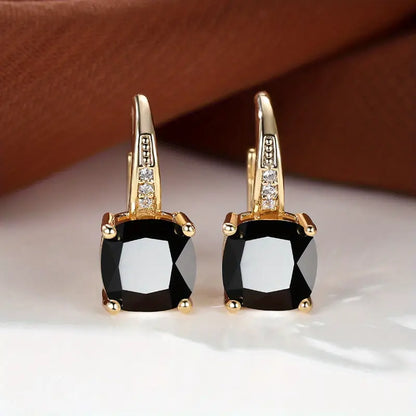 Aretes de aro con piedra de zafiro místico | Oro