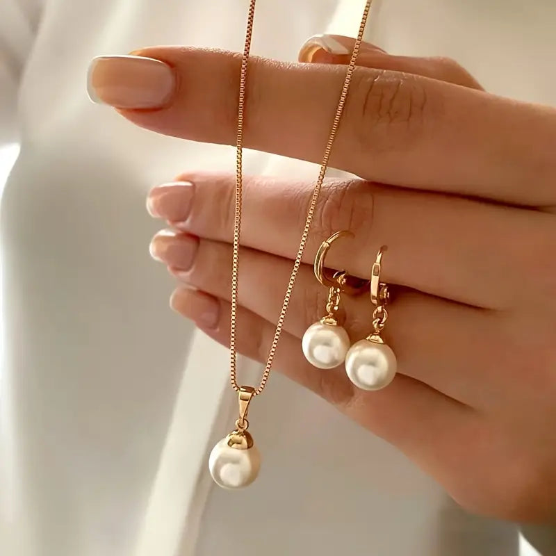 Juego de joyas de perlas Golden Grace | Oro