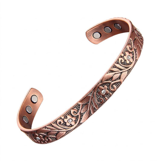 Pulsera de cobre de zarcillo floreciente