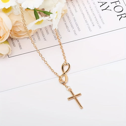 Collar con dije de cruz eterna | Oro