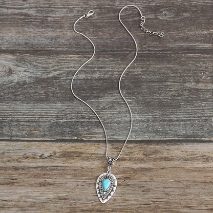 Arlisse Turquoise Teardrop Necklace | White Gold