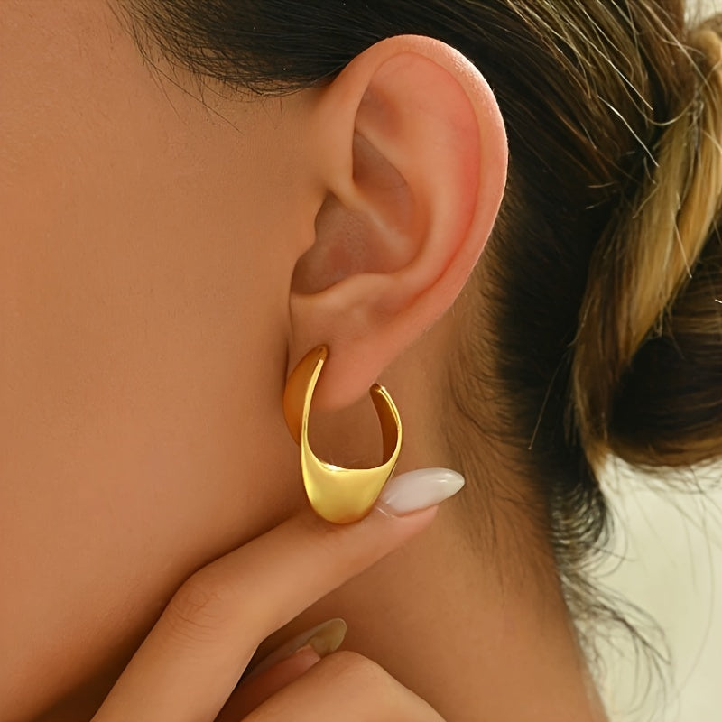 Aretes de aro de media luna esculpidos | Oro