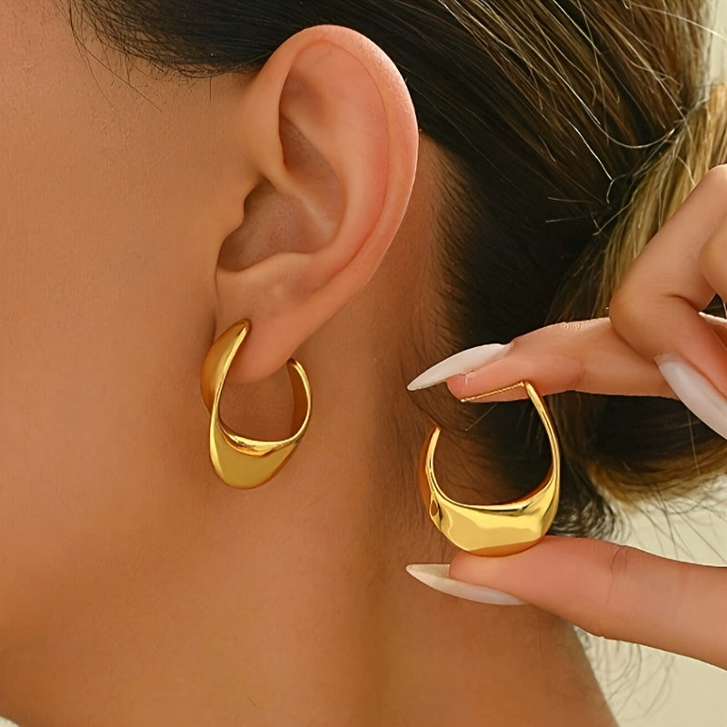 Aretes de aro de media luna esculpidos | Oro
