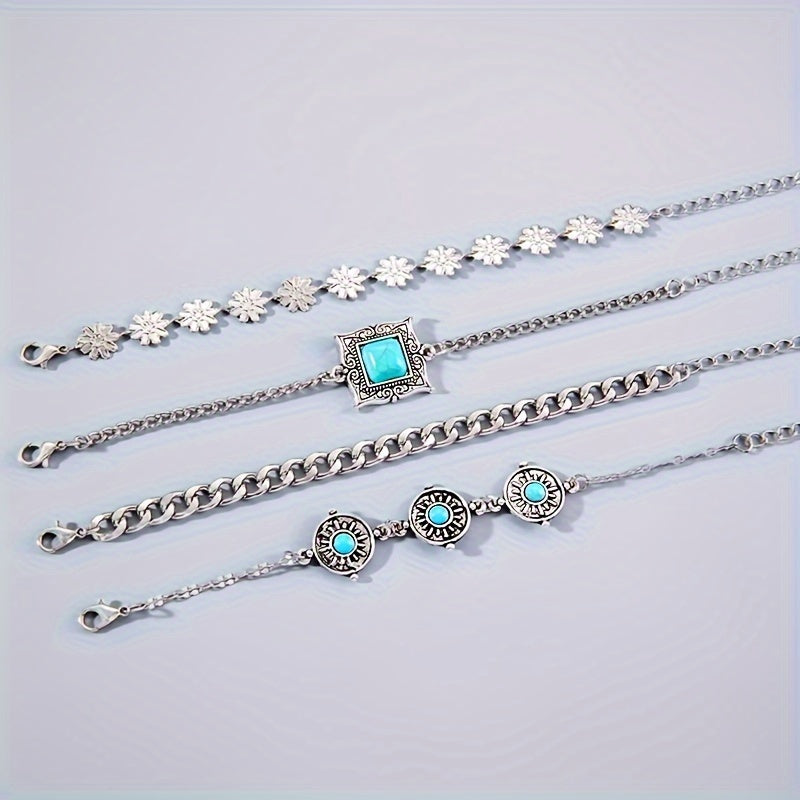 Set de Pulseras Apilables Sky Stone | Oro blanco