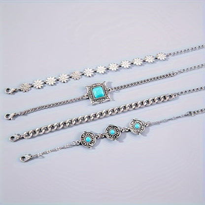 Set de Pulseras Apilables Sky Stone | Oro blanco