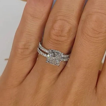 Juego de anillos Bridal Cushion de 2 piezas | Oro blanco