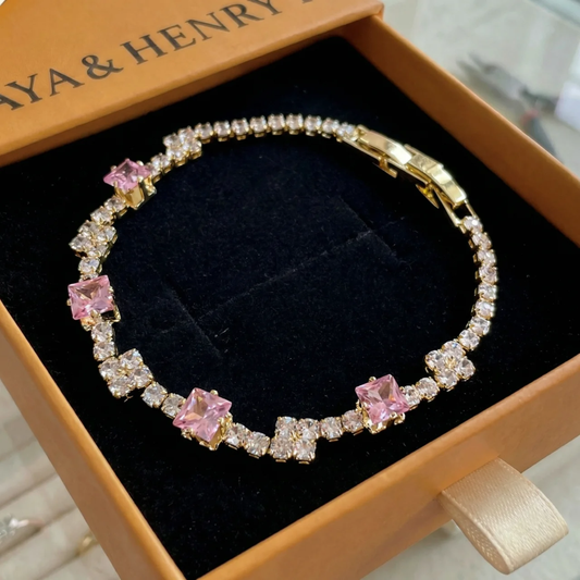 Pulsera de tenis Blush Squares | Oro