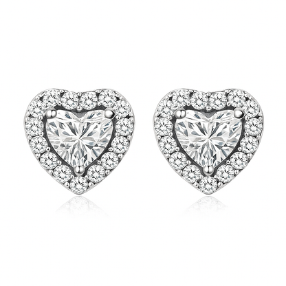 Aretes Corazón Luna | Oro blanco