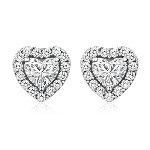 Aretes Corazón Luna | Oro blanco
