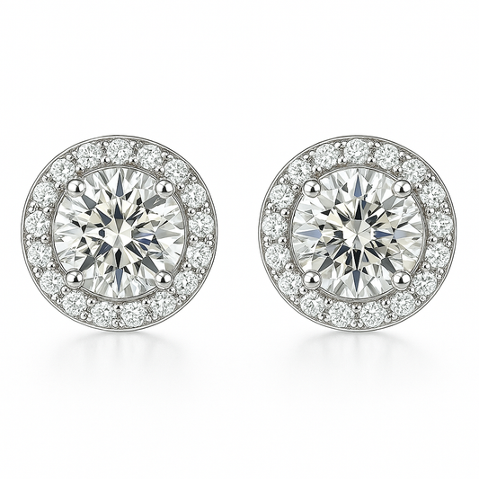 Aretes redondos Glacé Glamour | Oro blanco