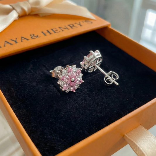 Aretes de flor de cerezo | Oro blanco