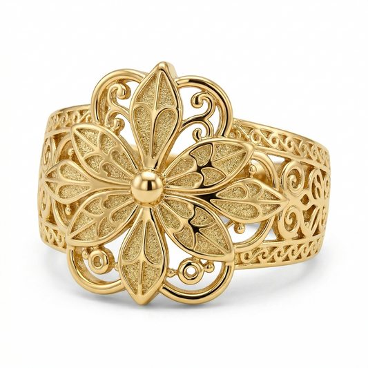 Anillo de flor de inspiración vintage | Oro
