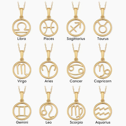 Zodiac sign necklace | Gold