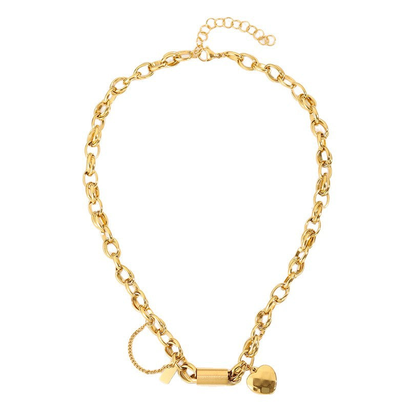 Collar grueso Heartened | Oro blanco