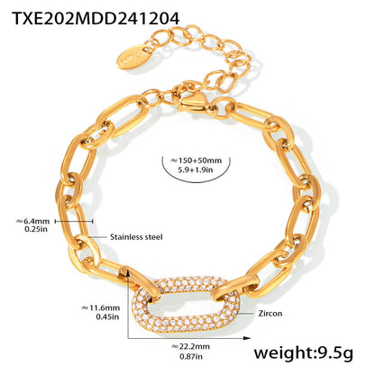 Conjunto de joyas de eslabones de cadena gruesos pavimentados | Oro