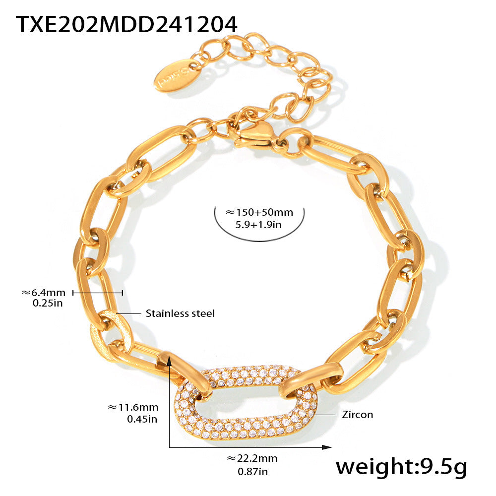 Conjunto de joyas de eslabones de cadena gruesos pavimentados | Oro