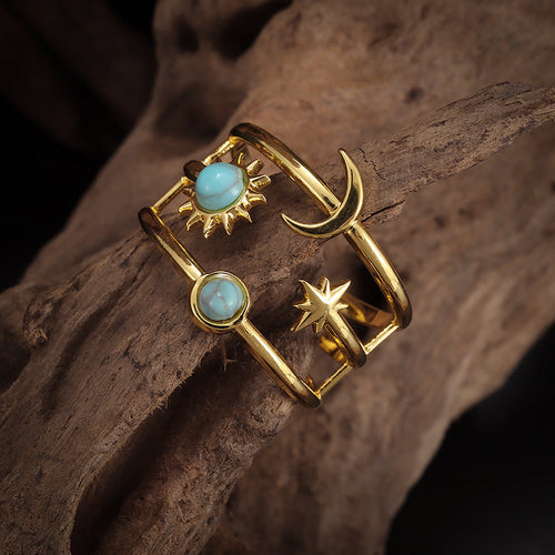 Anillo Soluna Turquesa Orbit | Oro