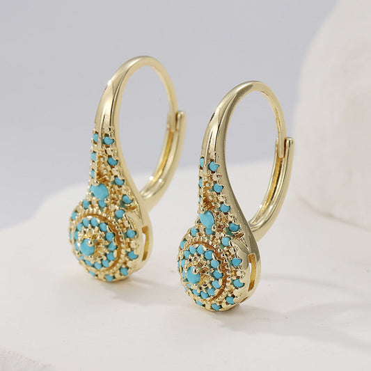 Aretes de racimo turquesa Valenne | Oro