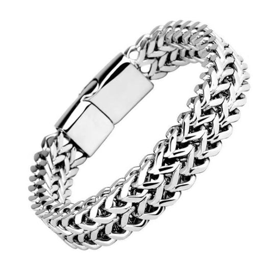 Pulsera de doble cadena Ironclad | Oro blanco