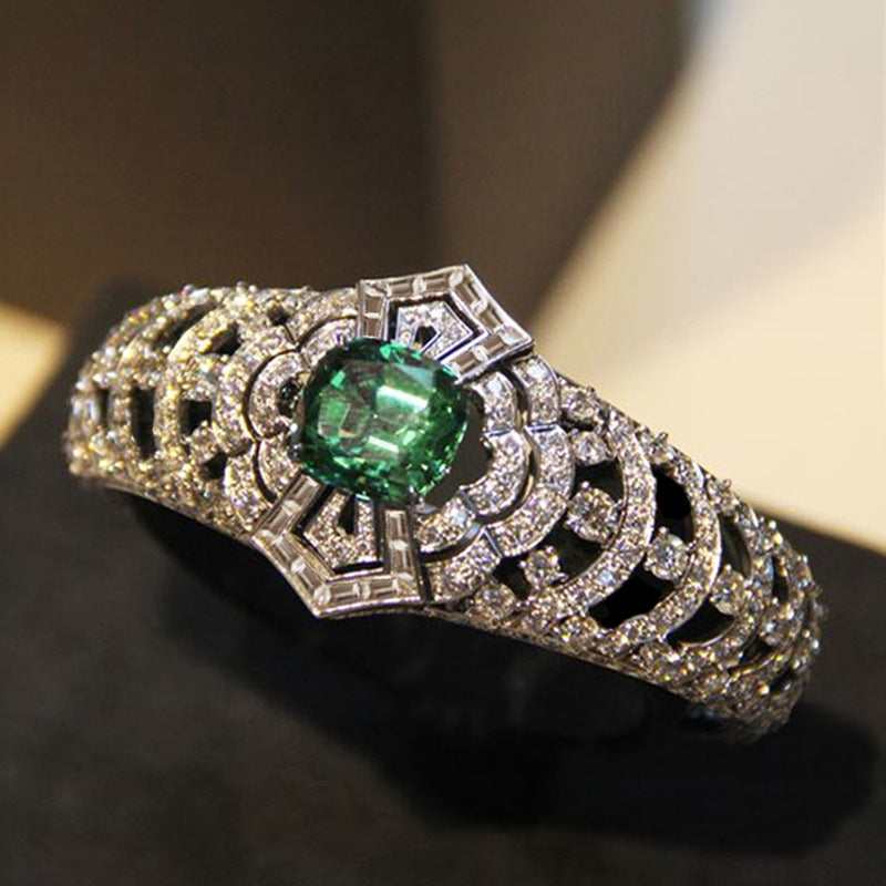 Anillo art déco con esmeralda | Oro blanco