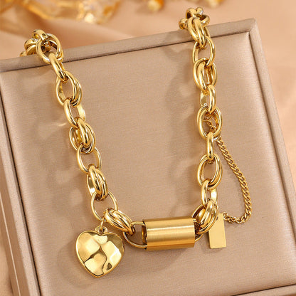 Collar grueso Heartened | Oro blanco