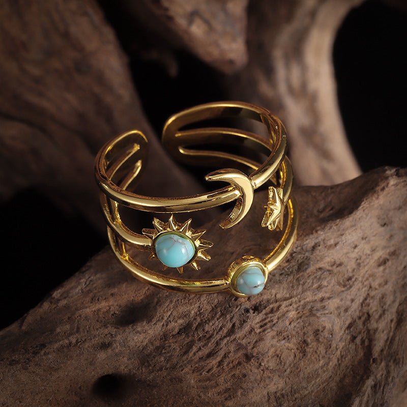 Anillo Soluna Turquesa Orbit | Oro