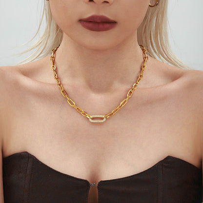 Conjunto de joyas de eslabones de cadena gruesos pavimentados | Oro