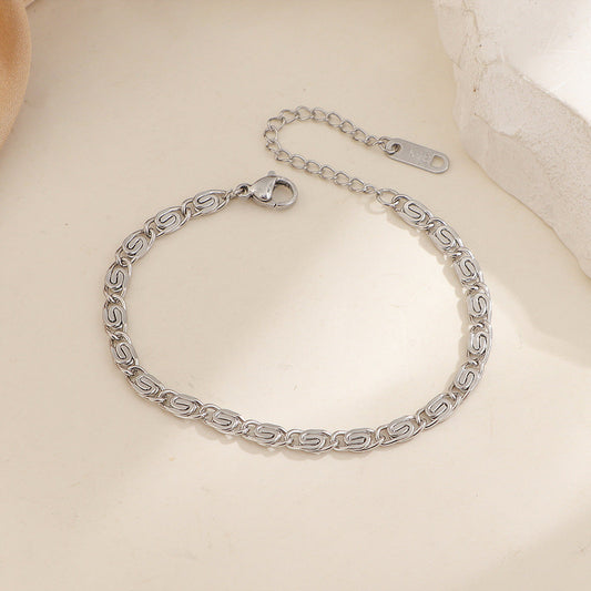 Pulsera de cadena tejida Nusa | Oro blanco