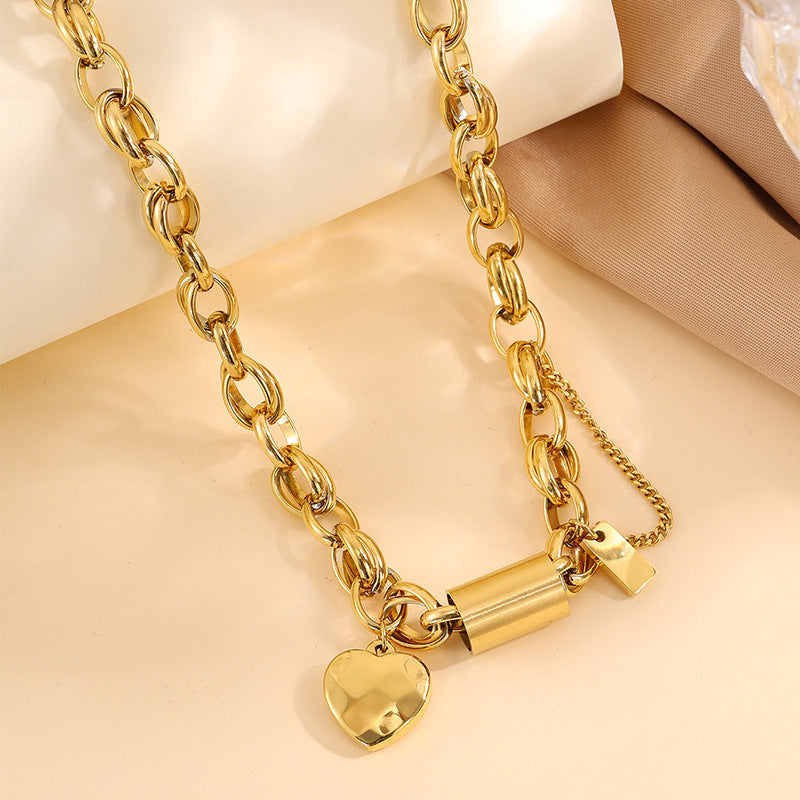 Collar grueso Heartened | Oro blanco