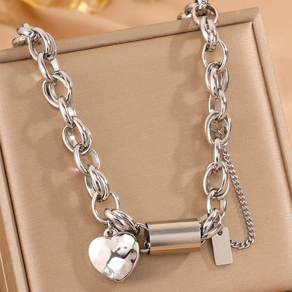 Collar grueso Heartened | Oro blanco