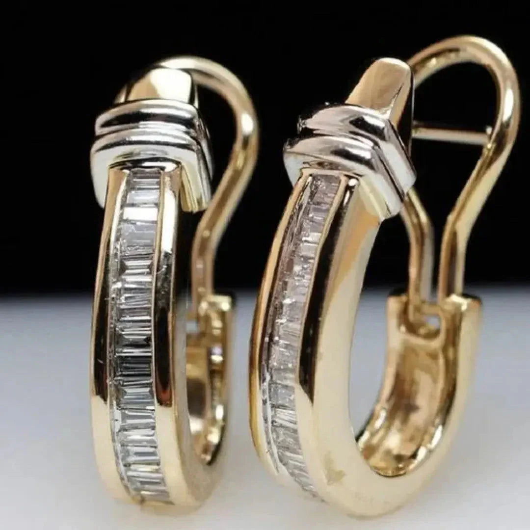 Aretes de aro de cristal vintage | Oro