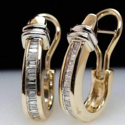 Aretes de aro de cristal vintage | Oro