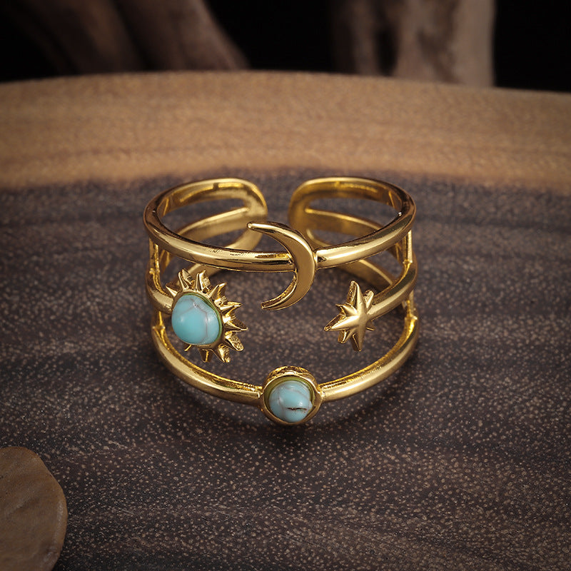 Anillo Soluna Turquesa Orbit | Oro