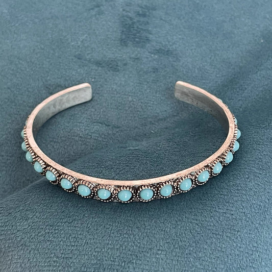 Pulsera Abierta Talisse Turquesa | Oro blanco