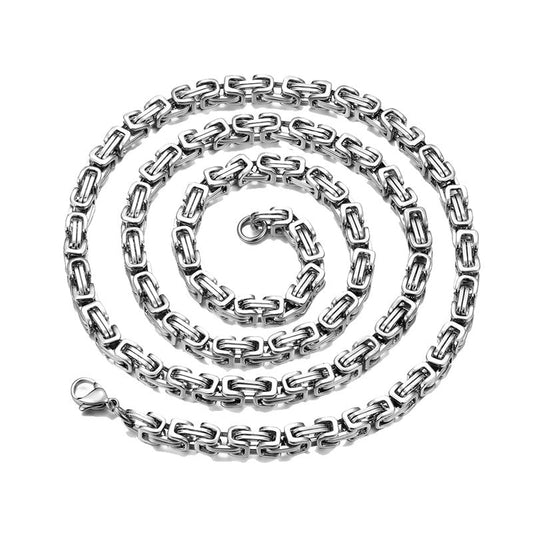 Collar de cadena bizantina Korvin | Oro blanco