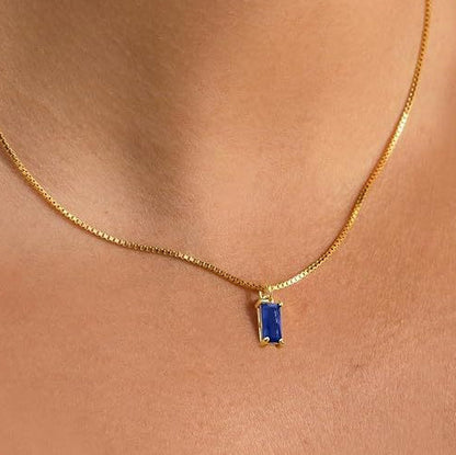 Minimalist Sapphire Pendant Necklace | White Gold