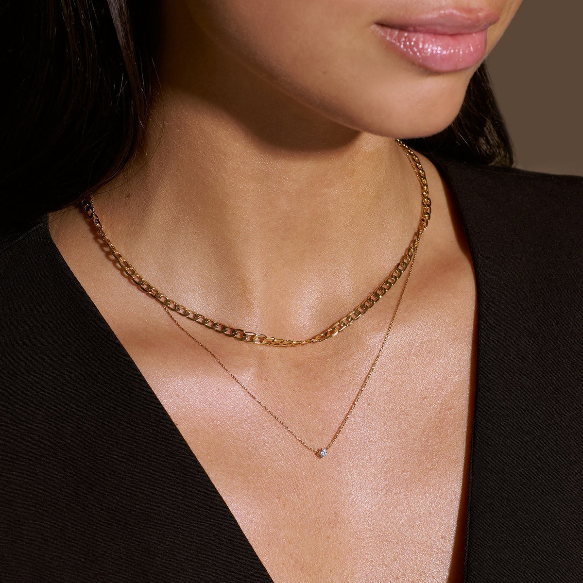 Flat Link Curb Chain Necklace | White Gold