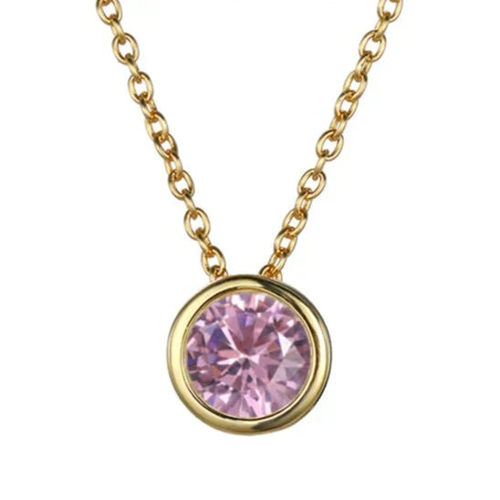 Collar con dije de piedra de nacimiento Lunaria Gemmara | Oro